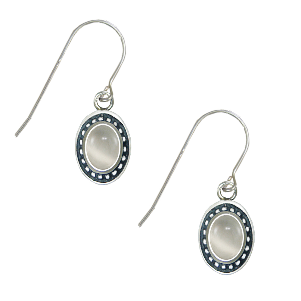 Sterling Silver White Moonstone Gemstone Drop Dangle Earrings